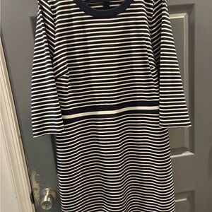 Draper James Navy and Cream Striped Top